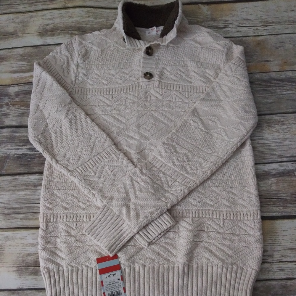 NWT Cat & Jack cream color sweater 12/14